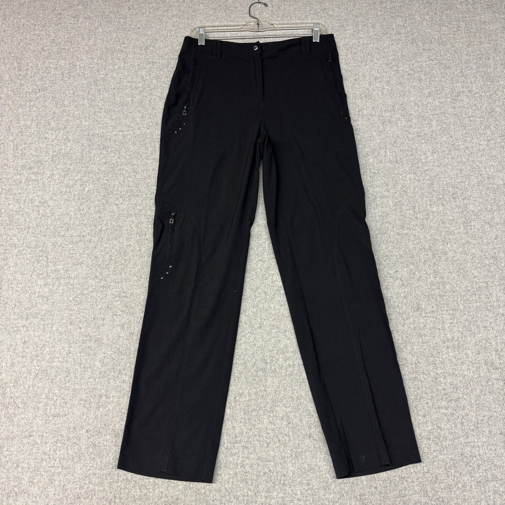 Jamie Sadock Golf Pants 6 Black Stretch Zipper Pockets Stud Detail Straight Leg